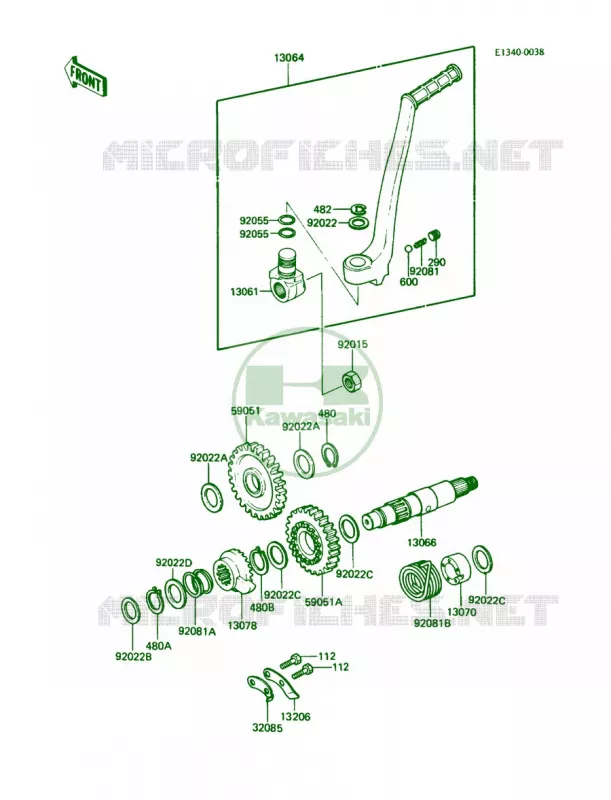 Kickstarter Mechanism Kawasaki MOTOS 200 1988 KDX200  KDX200-C3