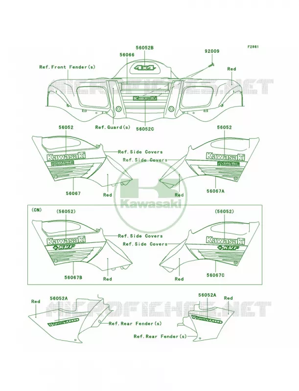 DecalsRed Kawasaki QUAD 700 2006 Prairie 700 4x4  KVF700A6F