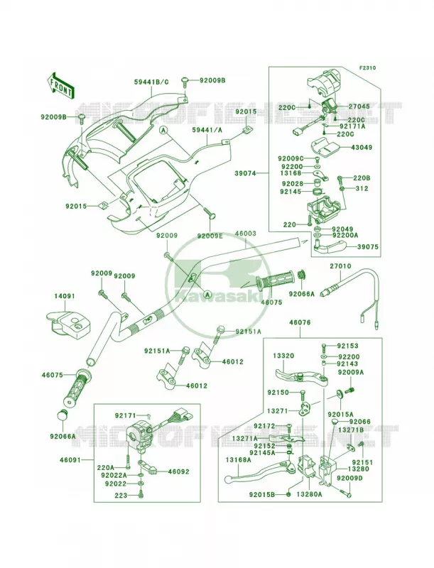 Handlebar Kawasaki QUAD 700 2006 Prairie 700 4x4  KVF700A6F
