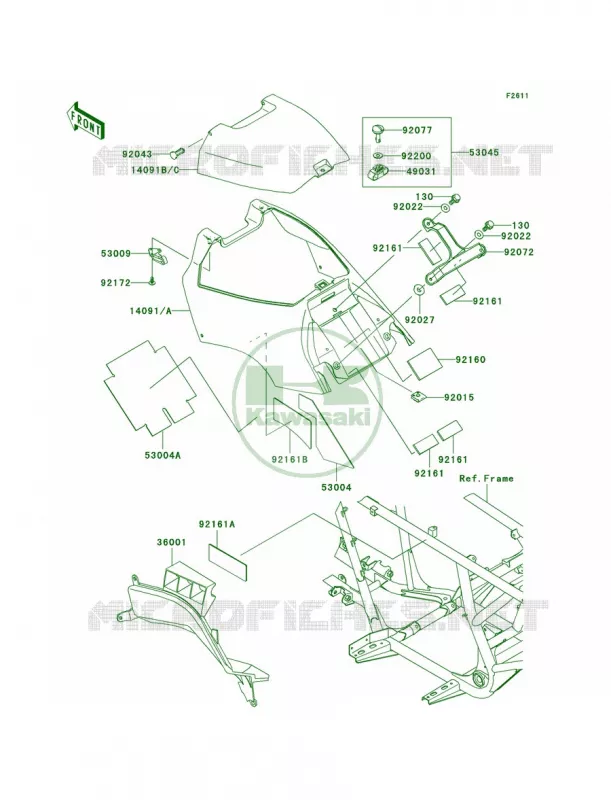 Side Covers Kawasaki QUAD 700 2006 Prairie 700 4x4  KVF700A6F