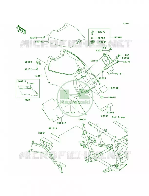 Side Covers Kawasaki QUAD 700 2006 Prairie 700 4x4 Team Green Special Edition  KVF700D6F