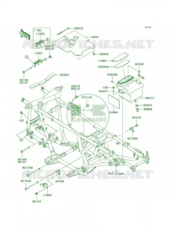Frame Fittings Kawasaki QUAD 700 2005 Prairie 700 4x4 Hardwoods Green HD  KVF700-B2