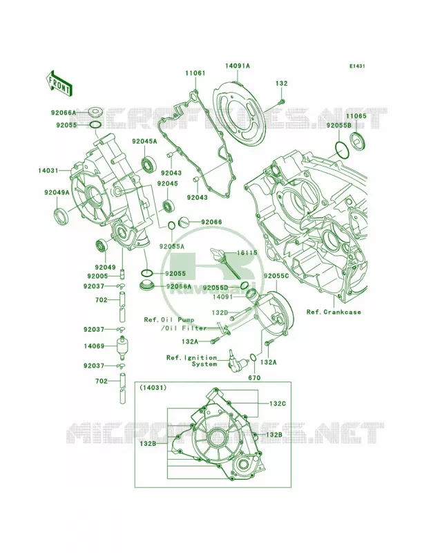 Engine Covers Kawasaki QUAD 700 2005 Prairie 700 4x4 Team Green Special Edition  KVF700-D1