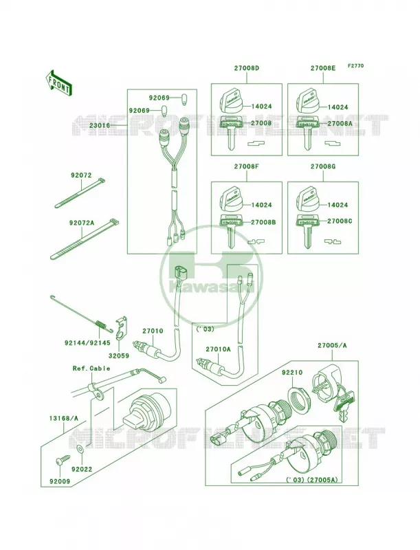 Ignition Switch Kawasaki QUAD 250 2004 Bayou 250  KLF250-A2