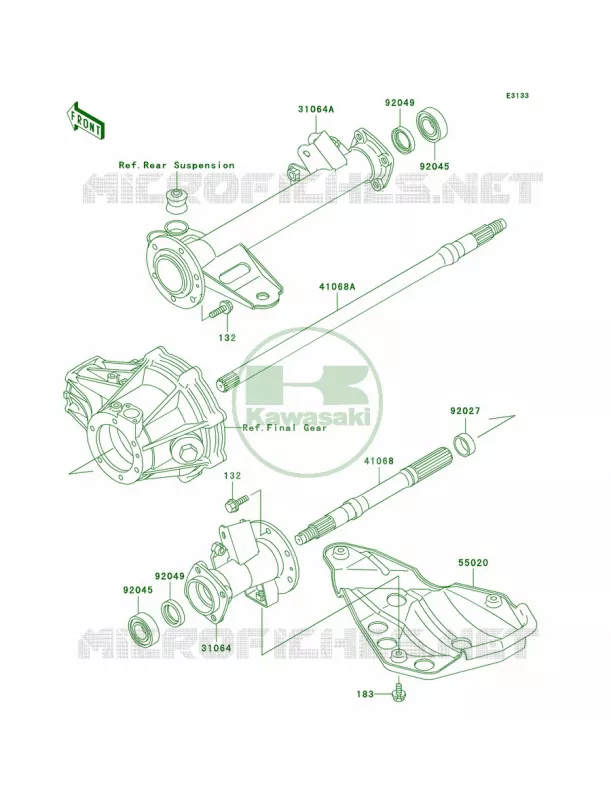 Rear Axle Kawasaki QUAD 300 2004 Bayou 300  KLF300-B17