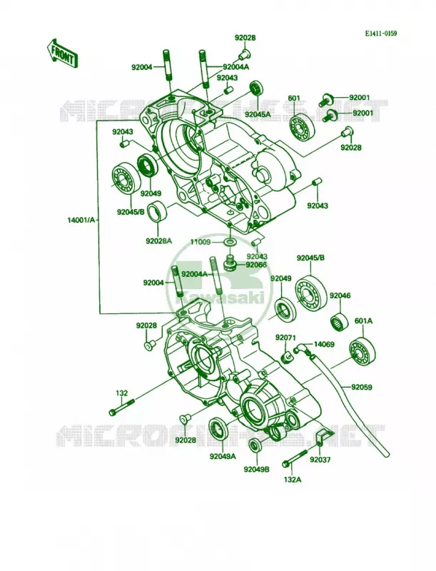 Crankcase Kawasaki MOTOS 200 1987 KDX200  KDX200-C2