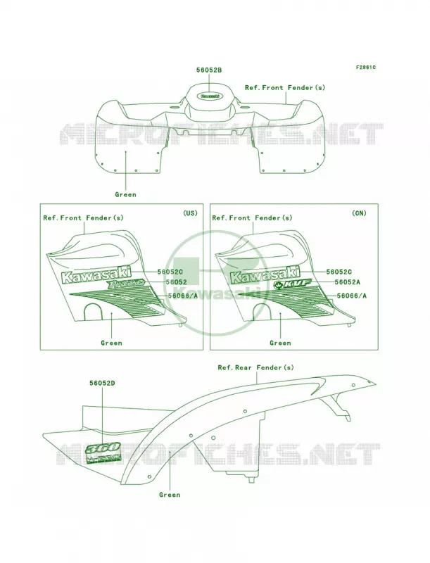 DecalsGreenA2 Kawasaki QUAD 360 2004 Prairie 360 4X4  KVF360-A2
