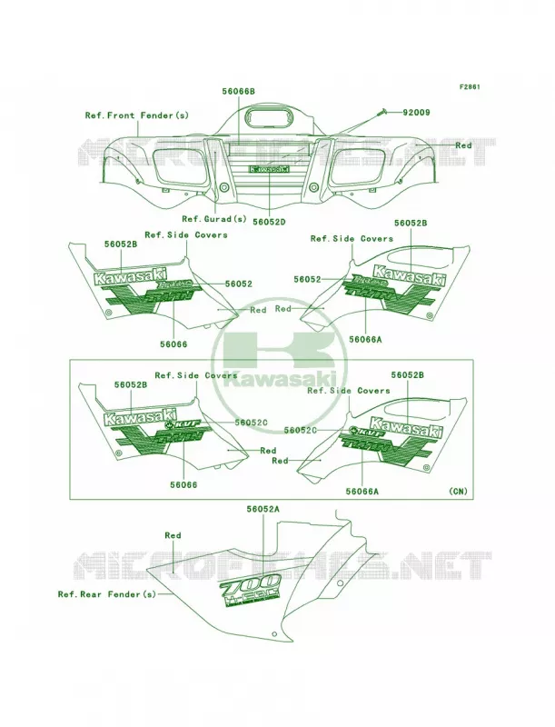DecalsRedA1 Kawasaki QUAD 700 2004 Prairie 700 4x4  KVF700-A1