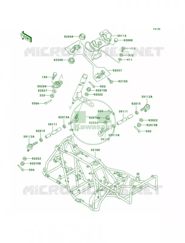 Frame Kawasaki QUAD 300 2003 Bayou 300 4X4  KLF300-C15