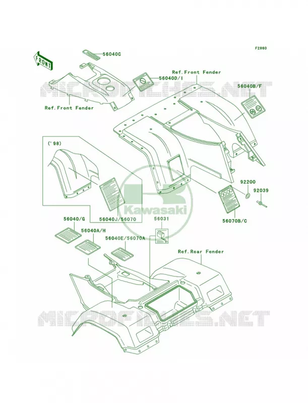 Labels Kawasaki QUAD 300 2002 Bayou 300 4X4  KLF300-C14