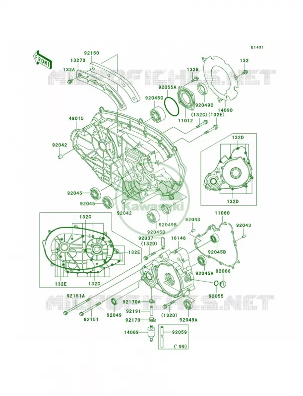 Engine Covers Kawasaki QUAD 400 2002 Prairie 400 4X4  KVF400-C4