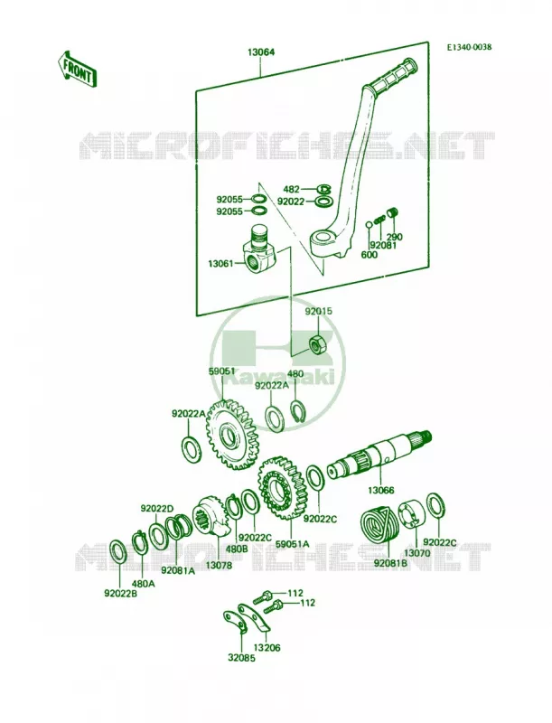 Kickstarter Mechanism Kawasaki MOTOS 200 1986 KDX200  KDX200-C1