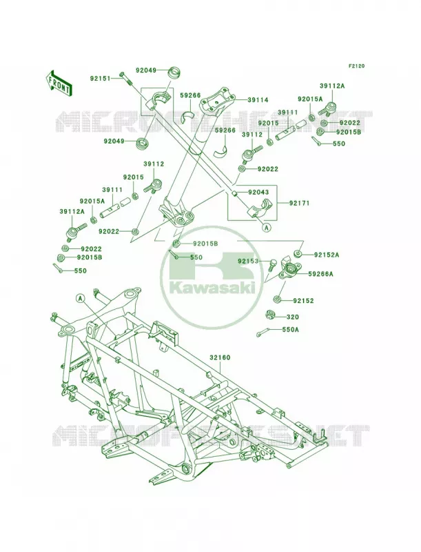 Frame Kawasaki QUAD 650 2002 Prairie 650 4X4  KVF650-A1