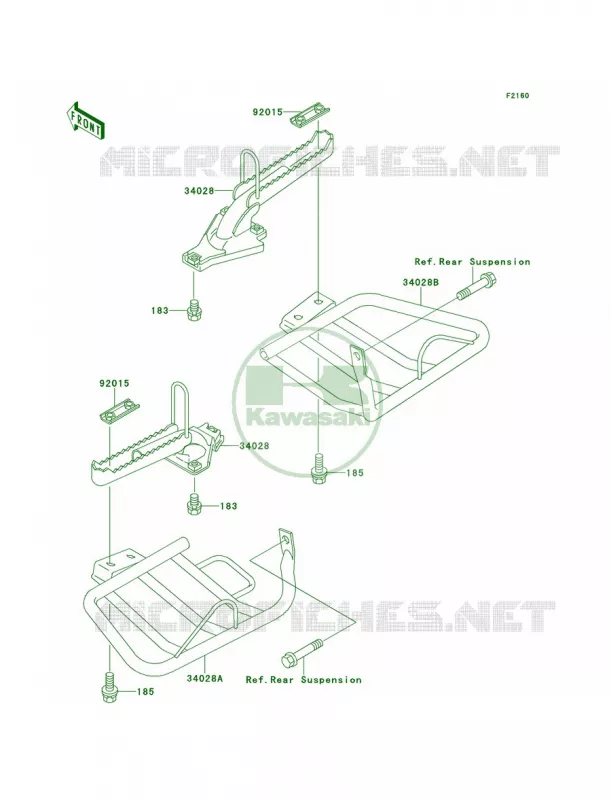 Footrests Kawasaki QUAD 220 2001 Bayou 220  KLF220-A14