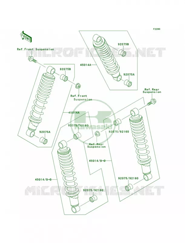 Shock Absorbers Kawasaki QUAD 220 2001 Bayou 220  KLF220-A14