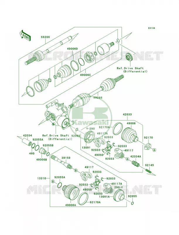 Drive ShaftFront Kawasaki QUAD 300 2001 Prairie 300 4X4  KVF300-A3