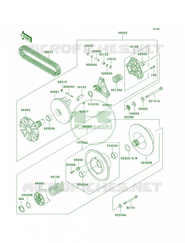 Drive Converter Kawasaki QUAD 300 2001 Prairie 300  KVF300-B3