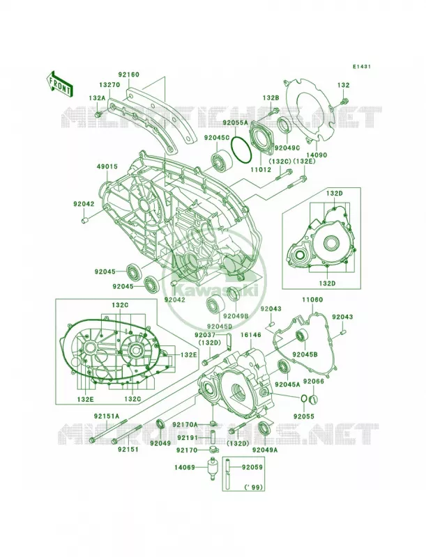 Engine Covers Kawasaki QUAD 400 2001 Prairie 400  KVF400-D3