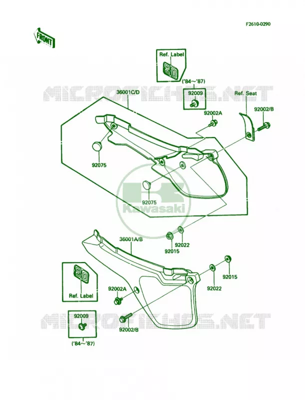 Side Covers Kawasaki MOTOS 80 1986 KDX80  KDX80-C3