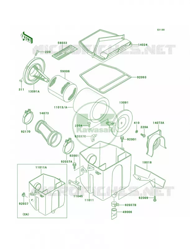 Air Cleaner Kawasaki QUAD 220 2000 Bayou 220  KLF220-A13