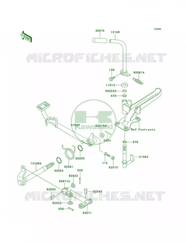 Brake Pedal Kawasaki QUAD 300 2000 Bayou 300  KLF300-B13