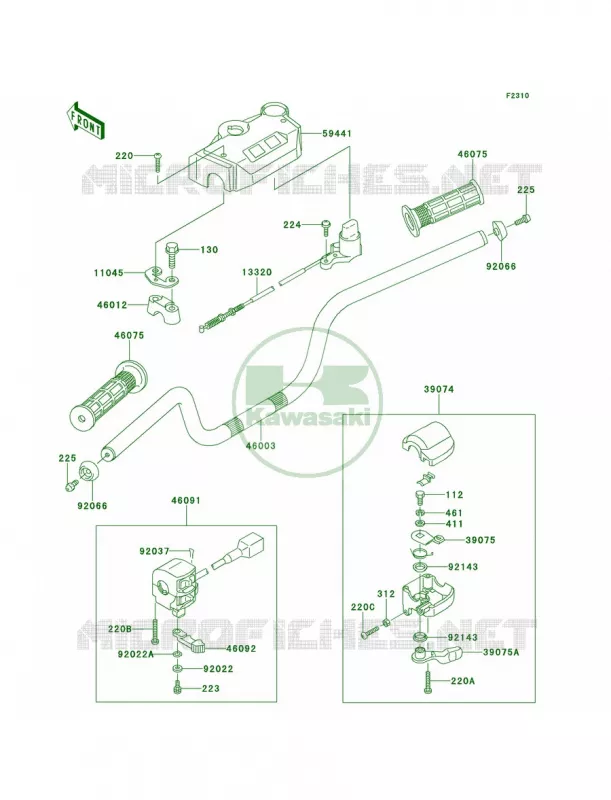 Handlebar Kawasaki QUAD 300 2000 Bayou 300  KLF300-B13