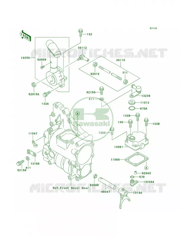 Control Kawasaki QUAD 300 2000 Bayou 300 4X4  KLF300-C12