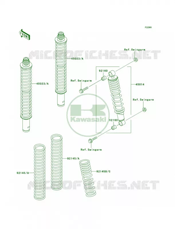 Shock Absorbers Kawasaki QUAD 300 2000 Prairie 300 4X4  KVF300-A2