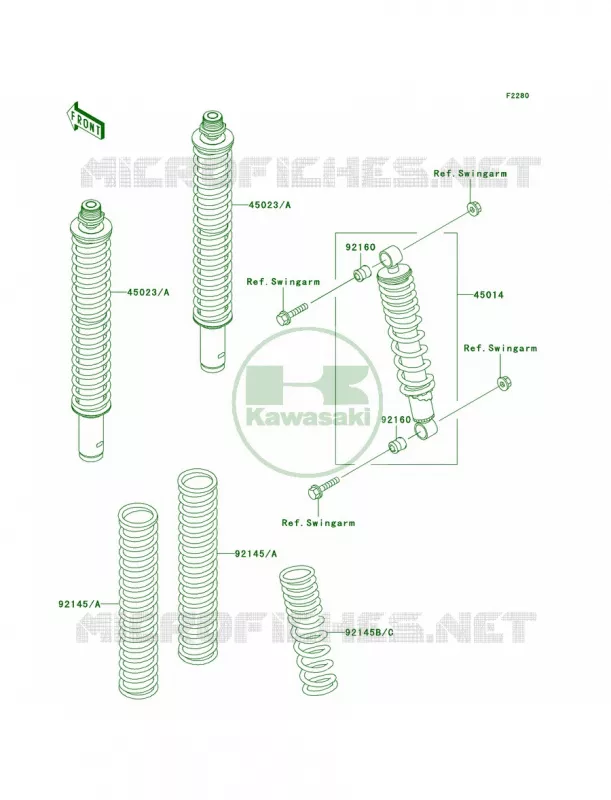 Shock Absorbers Kawasaki QUAD 300 2000 Prairie 300  KVF300-B2