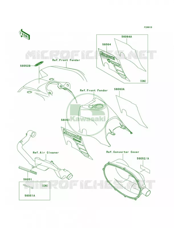 DecalsGreenD3 Kawasaki QUAD 400 2000 Prairie 400  KVF400-D2