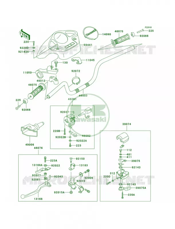 HandlebarD1 Kawasaki QUAD 400 2000 Prairie 400  KVF400-D2