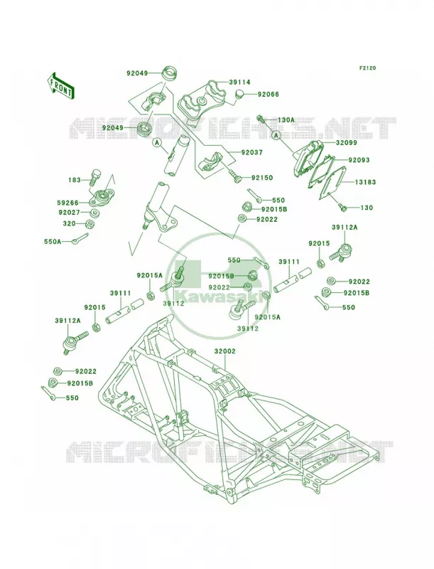 Frame Kawasaki QUAD 220 1999 Bayou 220  KLF220-A12