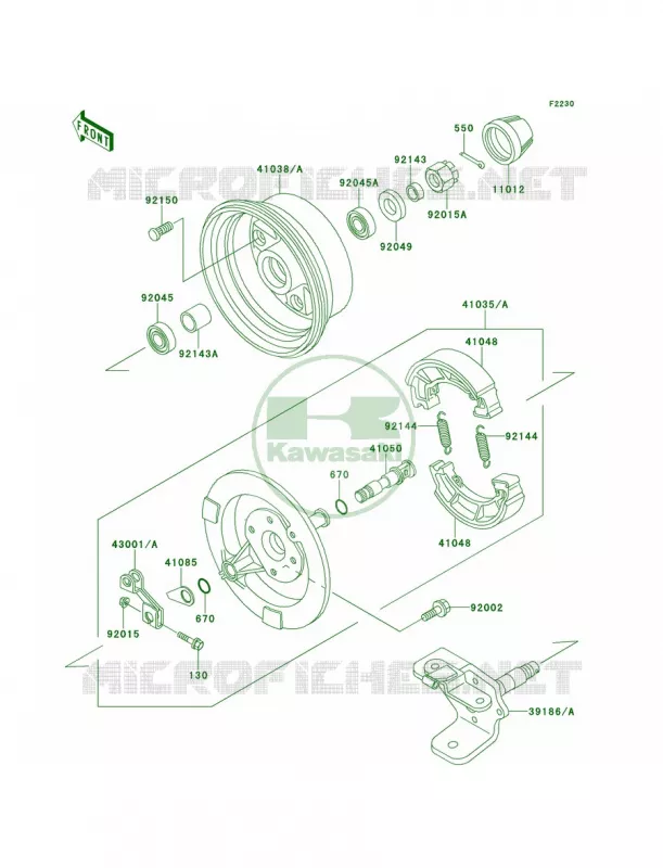 Front Hub Kawasaki QUAD 220 1999 Bayou 220  KLF220-A12