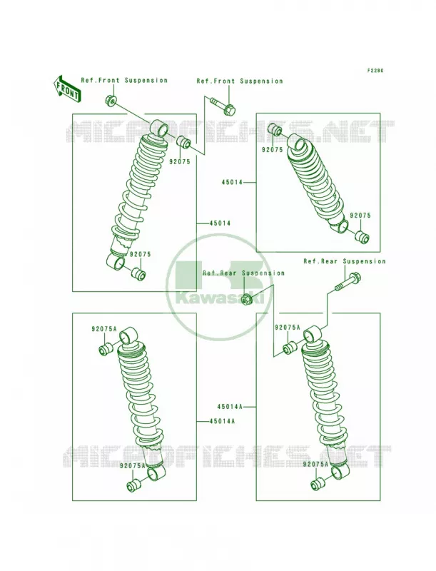 Shock Absorbers Kawasaki QUAD 400 1999 Bayou 400 4X4  KLF400-B7