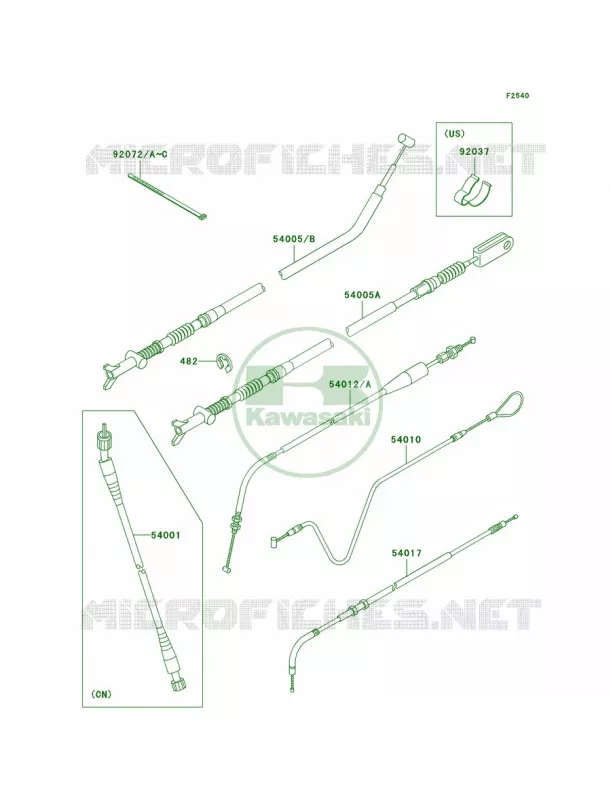 Cables Kawasaki QUAD 400 1999 Prairie 400  KVF400-D1