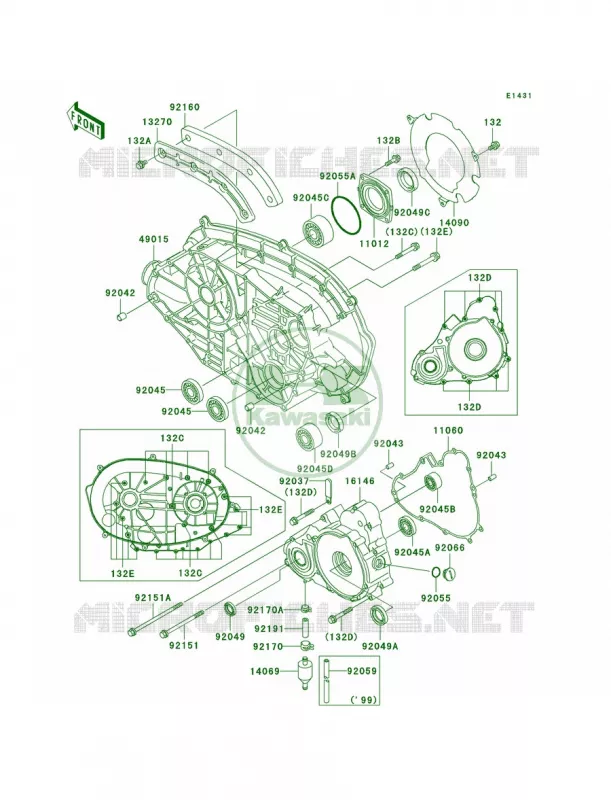 Engine Covers Kawasaki QUAD 400 1999 Prairie 400  KVF400-D1
