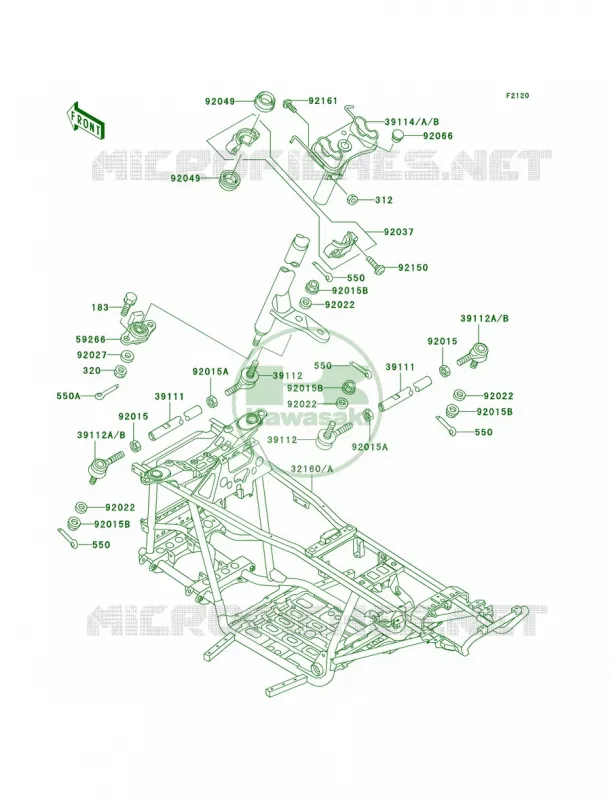 Frame Kawasaki QUAD 400 1999 Prairie 400  KVF400-D1