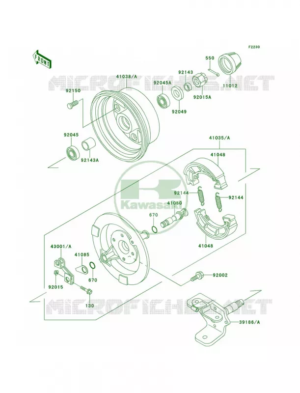 Front Hub Kawasaki QUAD 220 1998 Bayou 220  KLF220-A11
