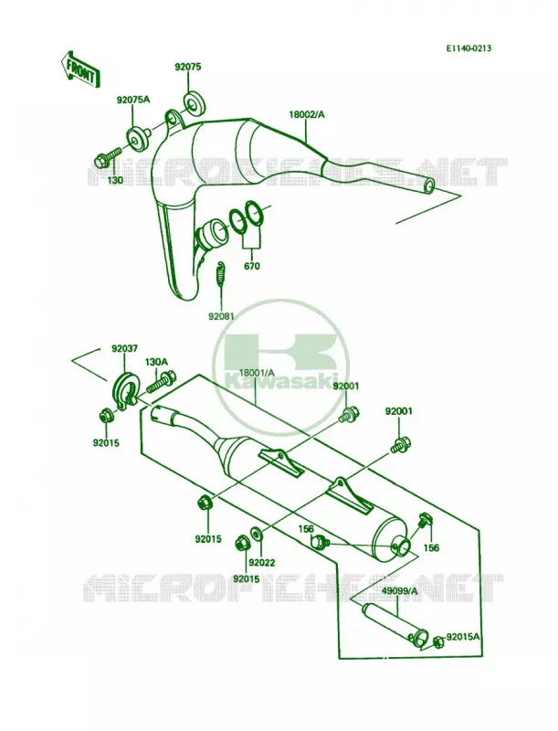 Mufflers Kawasaki MOTOS 80 1984 KDX80  KDX80-C1