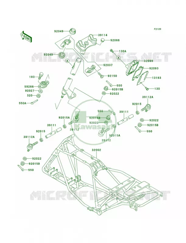Frame Kawasaki QUAD 220 1997 Bayou 220  KLF220-A10