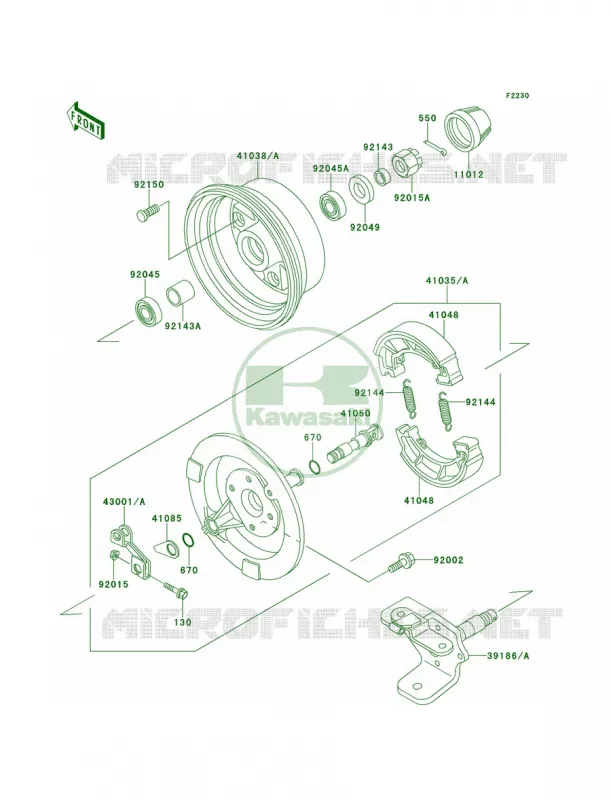 Front Hub Kawasaki QUAD 220 1997 Bayou 220  KLF220-A10