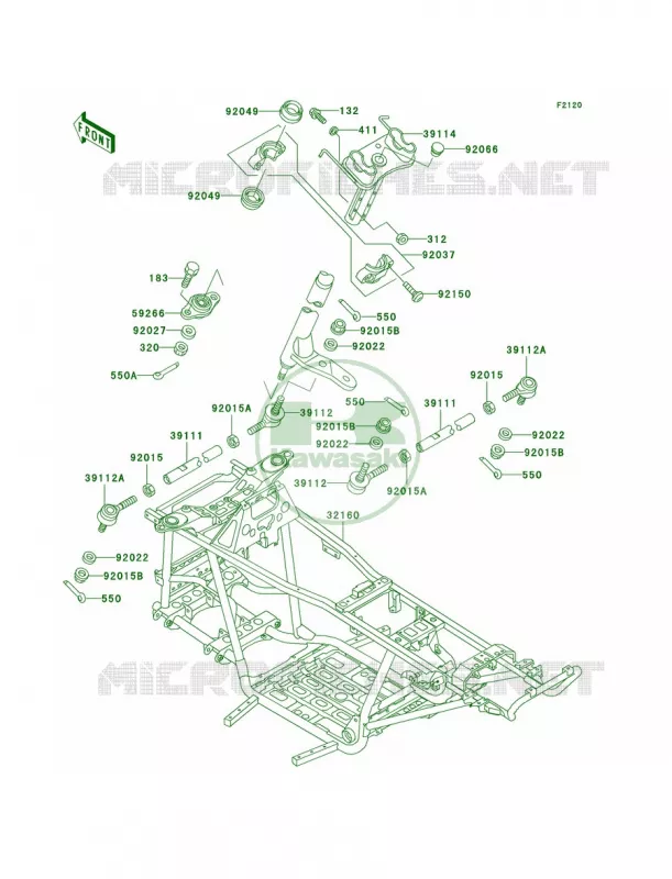 Frame Kawasaki QUAD 400 1997 Prairie 400 4X4  KVF400-A1