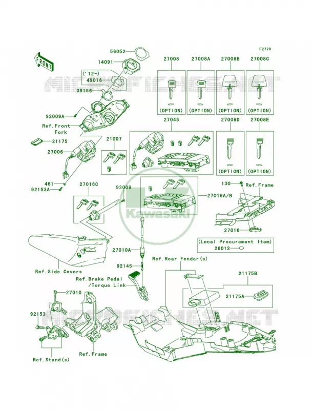 Ignition SwitchLocksReflectors Kawasaki MOTOS 1400 2014 Concours 14 ABS  ZG1400CEF