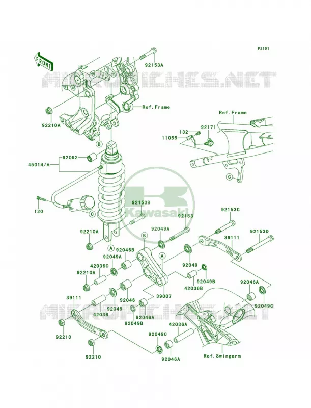 SuspensionShock Absorber Kawasaki MOTOS 1400 2014 Concours 14 ABS  ZG1400CEF