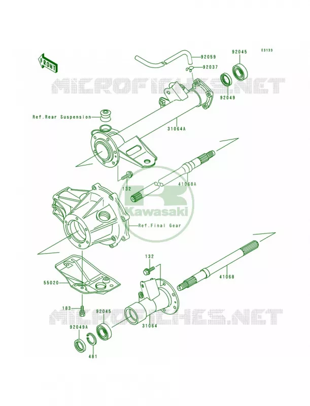 Rear Axle Kawasaki QUAD 220 1994 Bayou 220  KLF220-A7