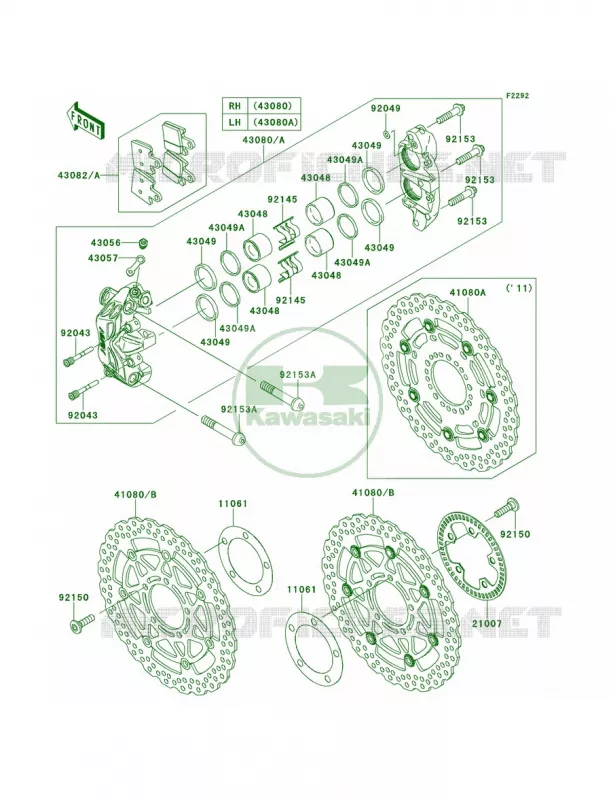 Front Brake Kawasaki MOTOS 1400 2013 Concours 14 ABS  ZG1400CDF