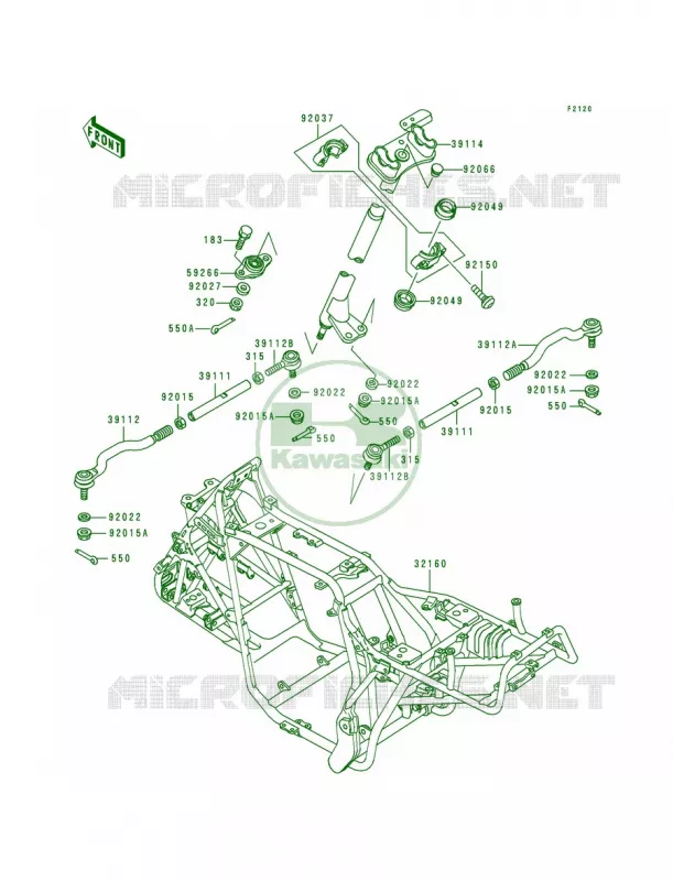 Frame Kawasaki QUAD 300 1993 Bayou 300  KLF300-B6