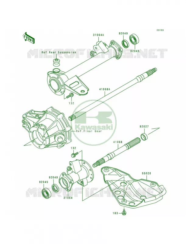 Rear Axle Kawasaki QUAD 300 1993 Bayou 300  KLF300-B6
