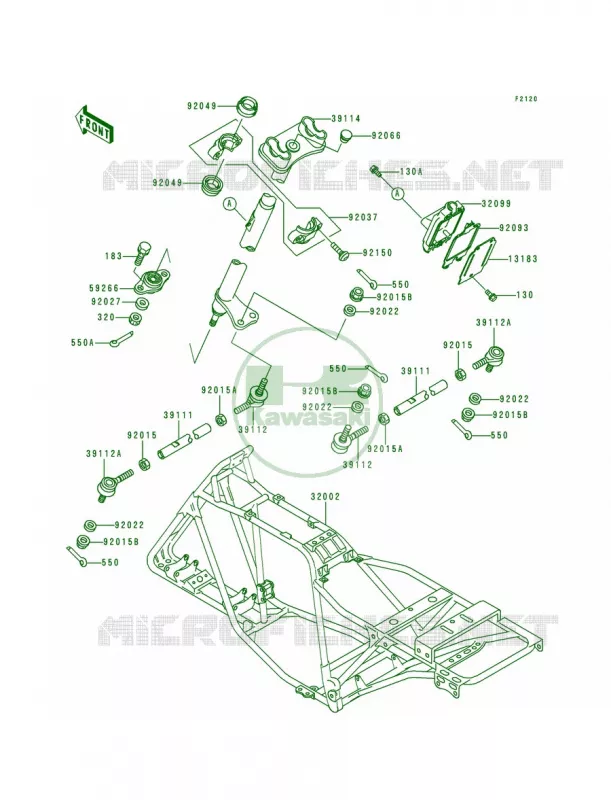 Frame Kawasaki QUAD 220 1992 Bayou 220  KLF220-A5