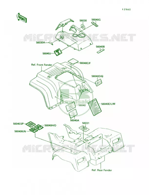 Label Kawasaki QUAD 220 1991 Bayou 220  KLF220-A4